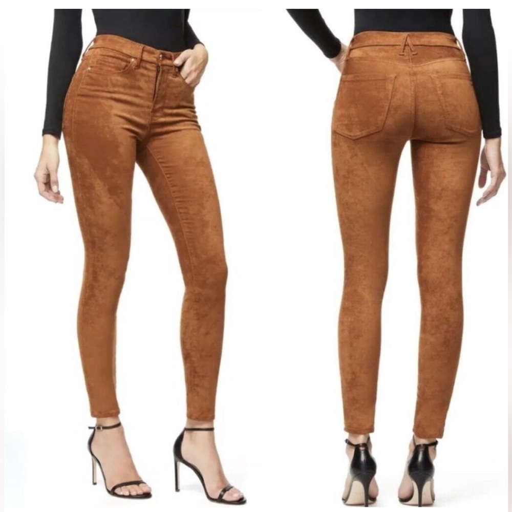 GOOD AMERICAN GOOD WAIST FAUX SUEDE PANTS